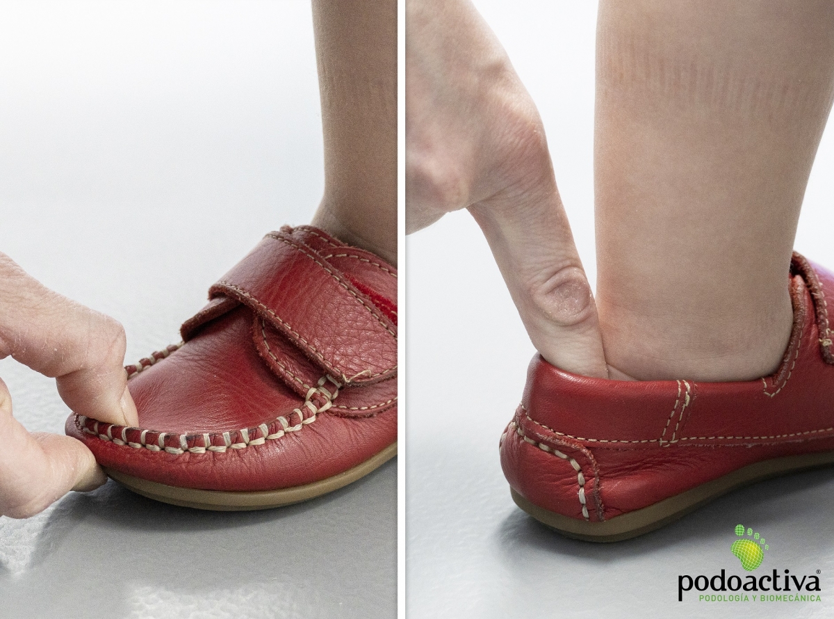 Test au doigt pour détecter la taille des chaussures pour enfants.