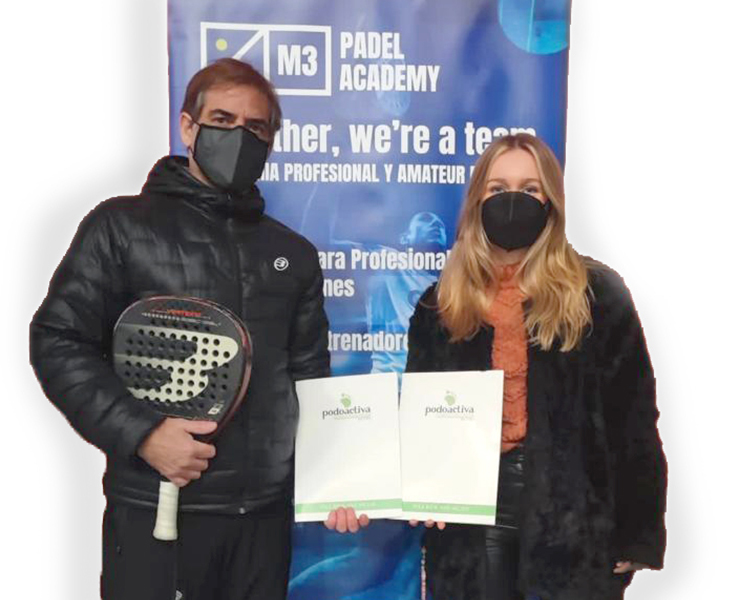 El convenio ha sido firmado en la sede de M3 Padel Academy, situada en Alcorcón, por María Herreros, responsable de desarrollo de negocio de Podoactiva, y Jorge Martínez, director de MP3 Padel Academy.