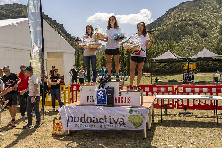 Women's podium of Trail de las Calmas 2022