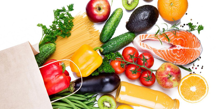 Imagen con alimentos como verduras, pescado, hortalizas o pasta